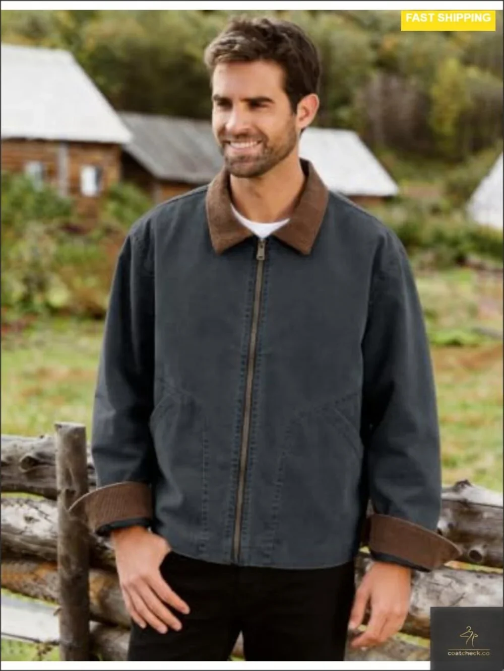 Men's Lightweight Full Zip Casual Work Barn Jacket Windbreaker Polyester